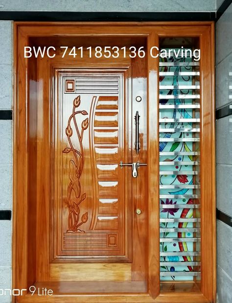 Men Door Design Wooden, Single Door Design Front Entry, Latest Main Door Design Entrance, Latest Indian Main Door Designs, Spooky Door Decorations, Indian Main Door Designs, Single Main Door Designs, Wooden Door Ideas, Main Door Design Photos