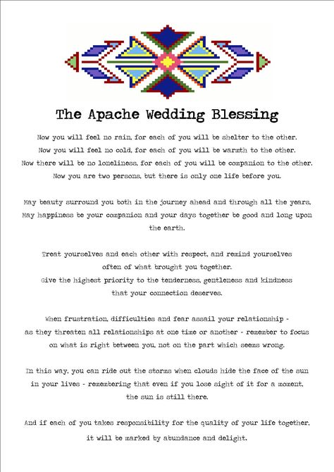 Reading - Apache Wedding Blessing Apache Wedding Blessing, Pagan Wedding Blessing, Engagement Poems, Apache Blessing, Wedding Ceremony Readings, Native American Prayers, Wedding Minister, Wedding Prayer, Native American Wedding