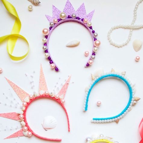 Diy Mermaid Crown, Mermaid Crowns, Diy Mermaid, Mermaid Headband, Mermaid Theme Birthday Party, Mermaid Crafts, Mermaid Crown, Mermaid Diy, Mermaid Parties