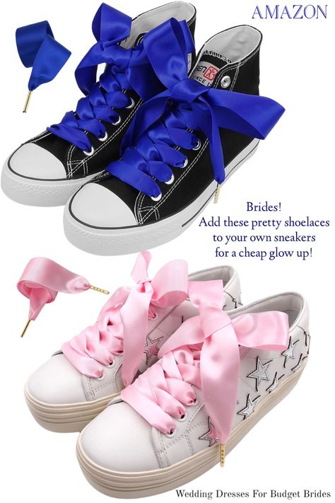 Bride to be, wedding style, bride shoes Sneakers With Ribbon Laces, Sneaker Ribbon Laces, Ribbon Lace Shoes, Synthetic Lace-up Sneakers With Laces, Ribbon Shoelaces, Ribbon Shoe Laces, Cute Running Shoes, Bridal Sneakers, Navy Ribbon