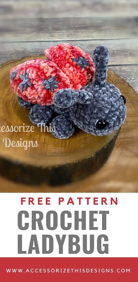 Crochet Stuffed Animal Net Free Pattern, Love Bug Crochet Pattern Free, Crocheted Ladybug Free Pattern, Cute Crochet Characters, Quick Crochet Animal Patterns, Free Chunky Amigurumi Patterns, Bulky Yarn Amigurumi Patterns, Fun Amigurumi Free Pattern, Ladybug Free Crochet Pattern