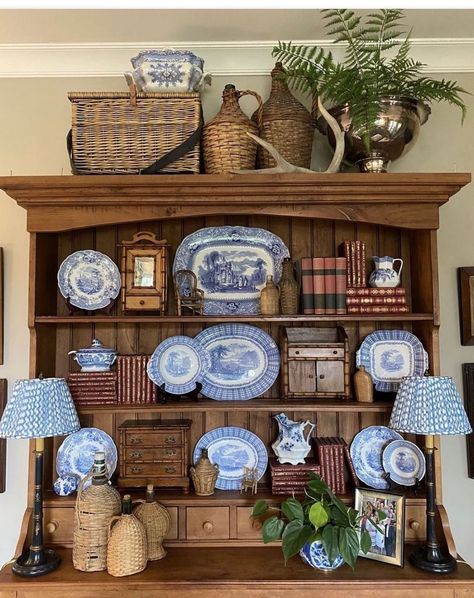 Decorating With Paul Revere Bowls, How To Display Blue Willow Dishes, Blue Willow China Display, How To Display China, Blue Transferware Display, Blue Plate Wall Display, Blue And White Plate Wall Display, Blue Willow Wall Display, Blue China Plates On Wall