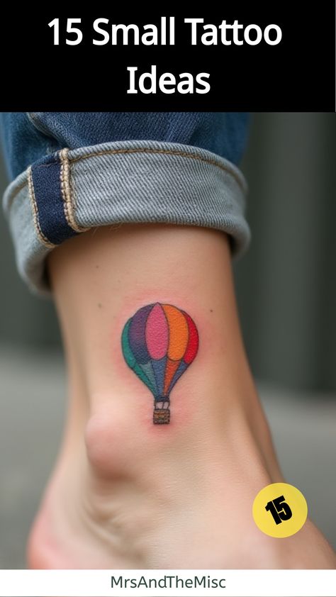 Small Tattoo Ideas,Tiny hot air balloon tattoo on ankle Hot Air Balloon Tattoos, Small Hot Air Balloon Tattoo, Hot Air Balloon Tattoo, Air Balloon Tattoo, Balloon Tattoo, Small Tattoo Ideas, Wrist Tattoos For Women, Constellation Tattoos, Spine Tattoo