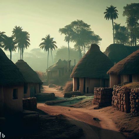 ancient village in india - Image Creator Village Background For Editing, Atla Visuals, Indian Village Landscape, Indian Village Photography, African Houses, Village Images, Village Background, Architecture References, Radha Beauty