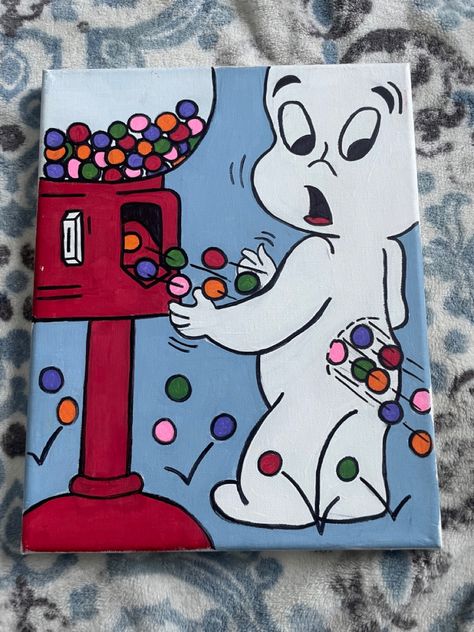 Gumball And Darwin Painting Canvas, Smurfs Painting Canvas, Things To Paint On Canvas Cute, Ballon Art Drawing, Bugs Bunny Canvas Painting, Cartoon Pop Art Painting, Painting Ideas Intermediate, Goofy Painting Ideas, Cartoon Characters Paintings Easy