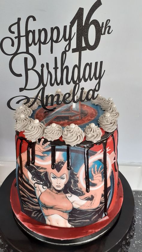 Wanda Cake, Avenger Party, 16th Birthday Cake, Marvel Birthday, Tasty Cakes, Marvel Cake, 16 Birthday Cake, Avengers Party, Birthday Party Idea