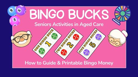 Bingo Bucks Printable, Bingo Prizes For Seniors, Pool Noodle Hockey, Noodle Hockey, Fun Activities For Seniors, Bingo Prize Ideas, Bingo Ideas, Money Bingo, Elderly Crafts