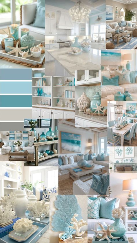 Beach Theme Living Room Coastal Style, Beach Inspired Bedroom, Coastal Deco, Bedroom Coastal, Interior Decorating Living Room, Coastal Decorating Living Room, Coastal Style Decorating, Modern Coastal Decor, Blue Living Room Decor