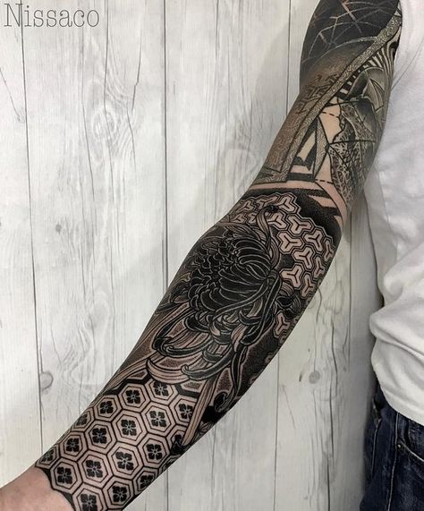 Japanese Full Sleeve, Full Sleeve Tattoo Ideas, Geometric Sleeve Tattoo, Sleeve Tattoo Ideas, Full Sleeve Tattoo Design, Muster Tattoos, Full Sleeve Tattoos, Arm Sleeve Tattoos, Full Sleeve Tattoo