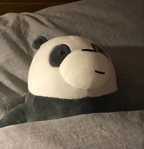 Panda from We Bare Bears in bed Cute Panda Plush, Stuffies Panda, Panda Icons Aesthetic, Panda Plushie Aesthetic, Panda We Bare Bears, Aesthetic Panda, Panda Pfp, Panda Aesthetic, We Bare Bears Panda