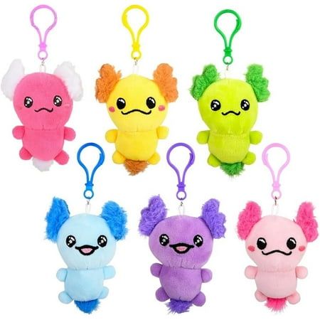 SET OF ALL 6 COLORS - These axolotls are small plush animals that have a clip on them so you can attach them to bags, backpacks, purses, lanyards, or keys. Each soft axolotl is 3.5" tall x 3" wide. They come in 6 bright colors and are perfect party favor gifts or prizes for rewards or carnivals. Color: Multicolor. Squishy Birthday Party Ideas, Stuffed Axolotl, Chiffon Axolotl, Axolotl Stuff, Axolotl Keychain, Pink Axolotl Squishmallow, Axolotl Cute, Teepee Party, Toy 2