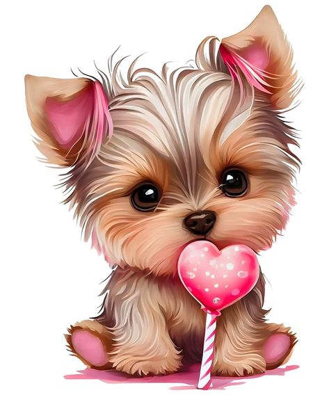 Idee Cricut, Cute Dogs Images, Cute Animal Illustration, Cute Animal Clipart, Yorkie Dogs, Yorkie Puppy, Cute Animals Images, Cute Cartoon Drawings, Dog Drawing