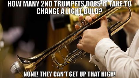 Trumpet Memes Funny, Trumpet Humor, Trumpet Jokes, Band Puns, Musician Jokes, Music Puns, Trumpet Music, Trumpet Player, Musician Humor