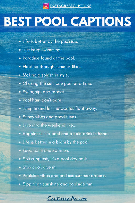 A fun summer pool day with friends, featuring Instagram-worthy swimming pool captions. 🏖️ #SwimmingPoolCaptions #PoolCaptions #PoolQuotes #PoolQuotesForInstagram Swimming Pool Captions For Instagram, Funny Instagram Stories, Pool Captions For Instagram, Pool Captions, Fashion Captions, Simple Captions, Caption For Instagram, Pool Quotes, Caption For Boys