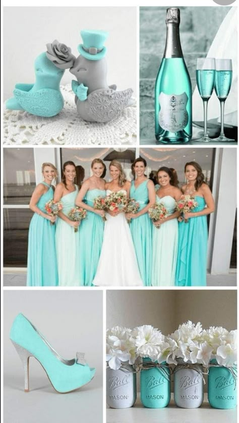 Blue Fall Wedding, Tiffany Blue Wedding Theme, Turquoise Bridesmaid, Blue Wedding Dress, Turquoise Bridesmaid Dresses, Wedding Color Palettes, Fall Wedding Color Palette, Tiffany Blue Wedding, Aqua Wedding