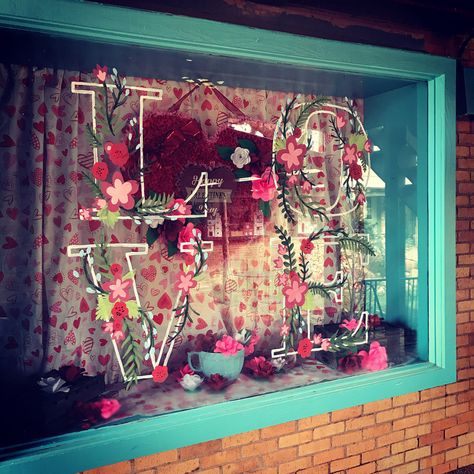 Valentine’s Day Window Art, Valentines Day Window Decorations, Valentine’s Day Window Painting, Valentines Window Art, Valentines Window Painting, Valentines Display, Boutique Window Displays, Valentines Window Display, Odyssey Art