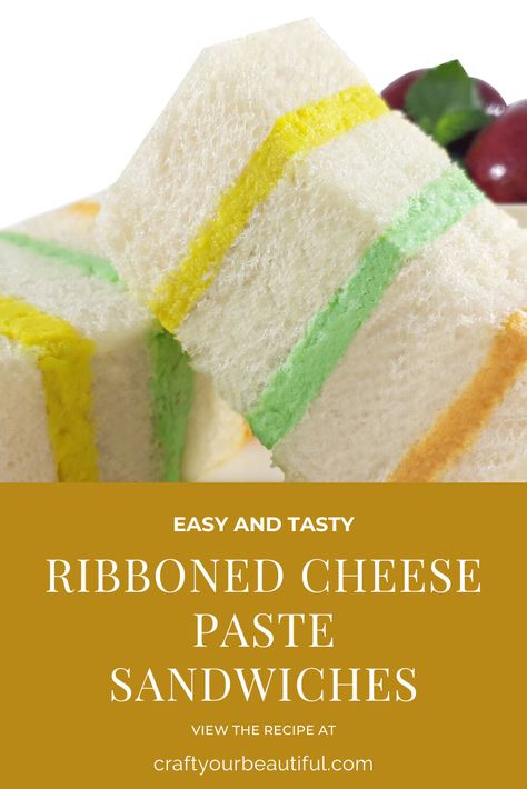 Cheese Paste For Sandwiches Recipe, Ribbon Sandwiches Recipes, Cheese Paste For Sandwiches, Cheese Paste, Cheese Pasta Recipes, Cheese Sandwich Recipes, Party Sandwiches, Creamy Cheese, Cheese Pasta