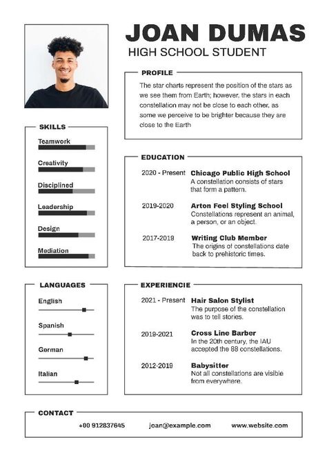 Simple High School Student Joan Resume High School Student Resume, School Resume, High School Resume, Writing Club, Student Resume Template, School Leadership, Public High School, Student Resume, Best Resume