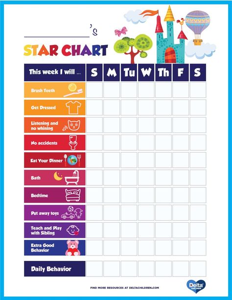 Download this kids’ behavior star chart to make your life a little easier when it comes to morning routines, bedtime and all the moments in between. Directions: Simply print the file and slip it into a clear plastic sheet protector. Then reward your toddler’s good behavior throughout their daily routine by drawing star Behavior Sticker Chart, Home Behavior Charts, Free Printable Behavior Chart, Reward Chart Template, Behavior Chart Toddler, Uppfostra Barn, Good Behavior Chart, Toddler Reward Chart, Kids Routine Chart