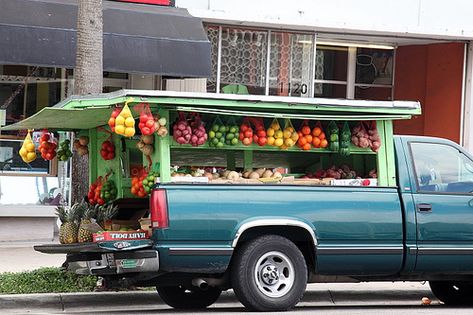 Produce truck, Miami Beach | Dave Cook | Flickr Market Trailer, Fruit Truck, Mobile Market, Farmers Market Display, Farmers Market Booth, Ice Cream Trucks, Vegetable Stand, Food Cart Design, Truck Business