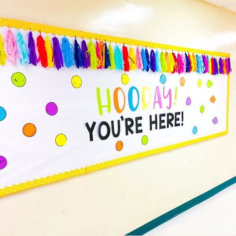 🥳 Welcoming my new group of third graders last week was so much fun! I can’t wait to see all the amazing things these kiddos will do! 💜💙💚💛🧡❤️ #thirdgradeteacher #teachersofinstagram #teachergram School Supplies Bulletin Board Ideas, Bulletin Board Ideas For Teachers Back To School, Welcome Back To School Bulletin Boards With Student Names, Oh Happy Day Bulletin Board Ideas, Welcome Back To School Bulletin Boards Front Office, Welcome To School Bulletin Boards Preschool, Welcome To Prek Bulletin Board Ideas, Welcome To Kindergarten Bulletin Boards First Day, First Grade Bulletin Boards Welcome To