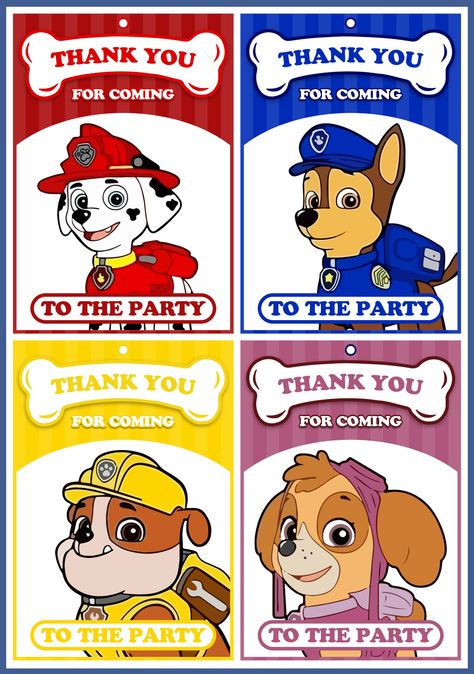 Paw Patrol Party Printables Free, Paw Patrol Thank You Tags Printable Free, 2nd Birthday Paw Patrol Boy, Paw Patrol Party Printables, Paw Patrol Printable, Paw Patrol Party Favors, Paw Patrol Gifts, Paw Patrol Printables, Birthday Puns