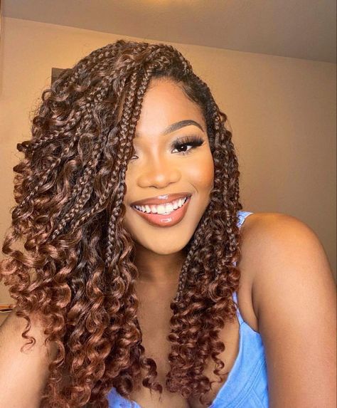 Crochet hair Goodess Locs, Curly Braids, Curly Crochet Hair Styles, Goddess Braids Hairstyles, Box Braids Hairstyles For Black Women, Hair Twist Styles, Crochet Braids Hairstyles, Box Braids Styling, Braids With Curls