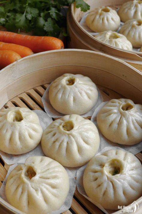 Steamed bao buns (包子), a complete guide – Red House Spice Pork Bun Recipe, Char Siu Bao Recipe, Baozi Recipe, Steamed Bao Buns, Steamed Pork Buns, Pork Bun, Steamed Bao, Tiffy Cooks, Steamed Pork