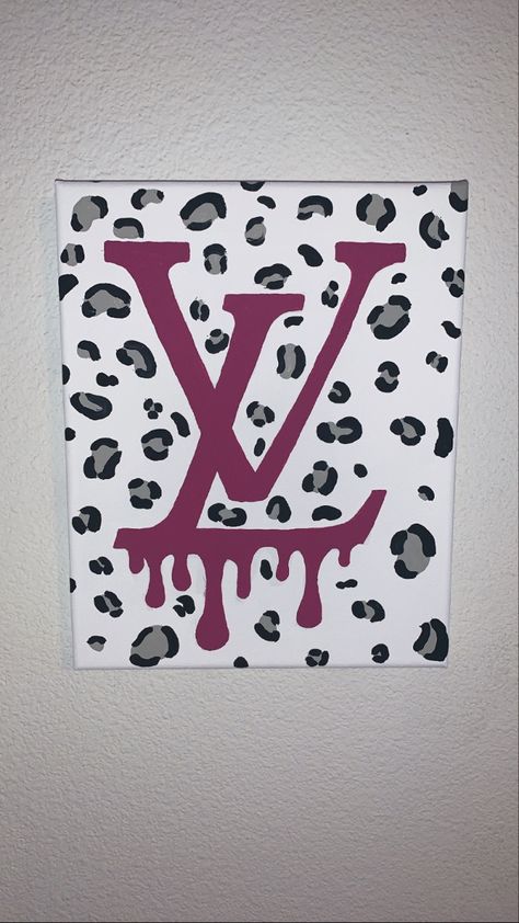 Leopard Canvas Painting, Cheetah Print Painting, Louis Vuitton Painting, Wall Painting Ideas Bedroom Unique, Trendy Painting Ideas On Canvas, Boujee Paintings, Dripping Paint Art, Dorm Art, Arte Van Gogh