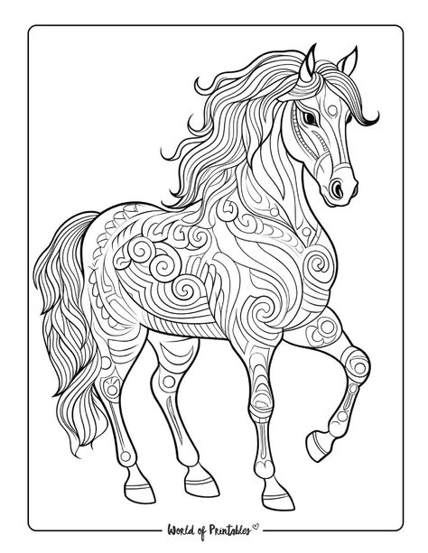 Horse Coloring Pages Free Printable, Printable Horse Coloring Pages, Easy Horse Drawing, Horse Outline, Custom Sketchbook, Wild Horses Mustangs, Different Horse Breeds, Horse Mask, Horse Sketch