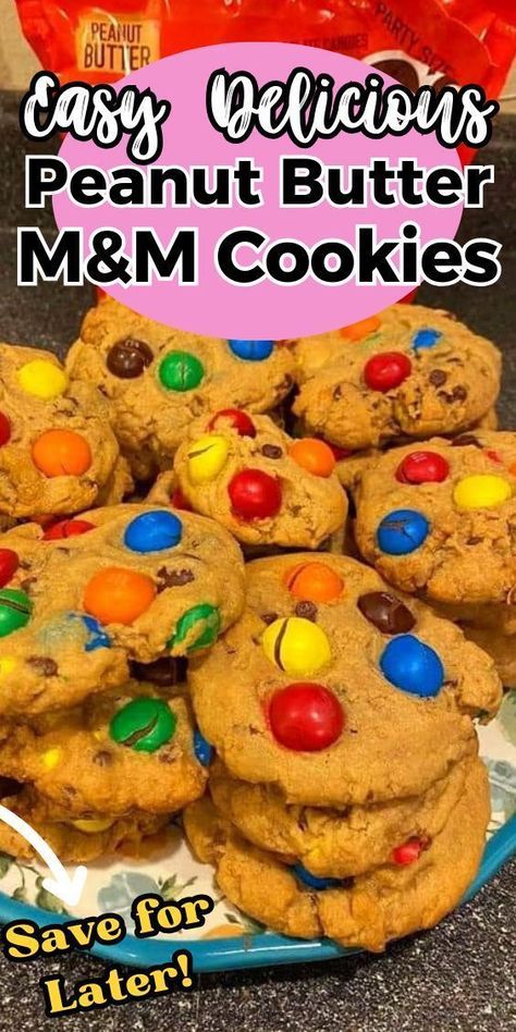 Cookies made with peanut butter and M&M candies are a wonderful dessert that combines the enticing tastes of creamy peanut butter, rich chocolate, and the colorful crunch of M&M candies. Homemade Chocolate Chip Cookies Recipe, Mnm Cookies, M M Cookies, M&m Recipe, Chocolate Cookie Recipes, Instant Pudding, Creamy Peanut Butter, Peanut Butter Cookies, Cookies Recipes Chocolate Chip