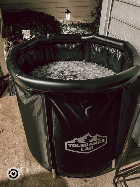 Ice Tub Bath, Ice Baths Aesthetic, Ice Bath Tub Aesthetic, Ice Bath Aesthetic, At Home Ice Bath, Cold Ice Bath, Home Ice Bath, Sauna And Cold Plunge Aesthetic, Bath Tub Aesthetic