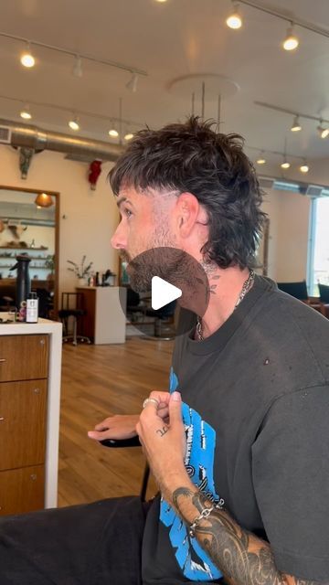 Sam Jobek on Instagram: "Summer Mullet. RIP Shifty   #mullet #salon #selfcut #fyp" Texture Mullet Men, How To Mullet Haircut Men, Mullet Haircut Diagram, Style Mullet Short Hair, Jayjo Mullets, Fringe Mullet Haircut Men, How To Grow A Mullet, Mullet And Mustache Aesthetic Men, Mullet Flat Hair