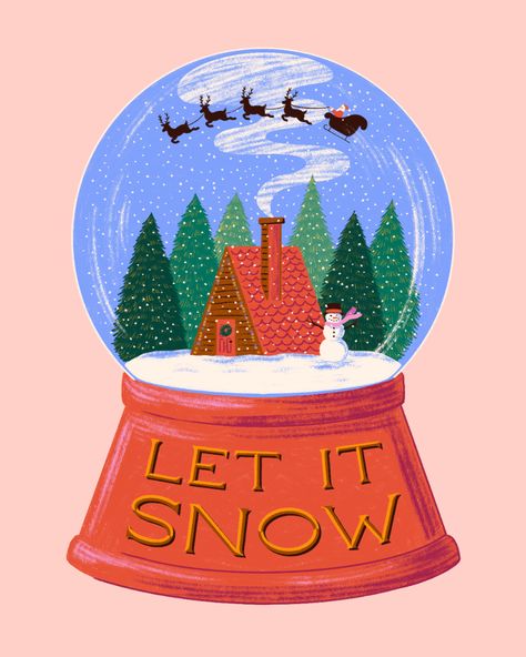 Snow Globes Illustration, Snow Globe Illustration Christmas, Snowglobe Illustration, Snow Globe Illustration, Holiday Snow Globe, Snow Globe, Easy Christmas Drawings, Kutch Work Designs, Christmas Globes