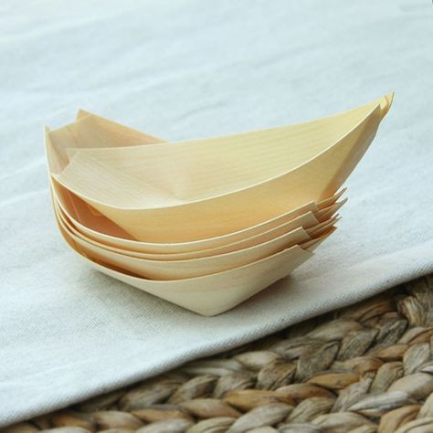 Wedding On A Boat, Foodtrucks Ideas, Magic Spoon, Bamboo Boat, Sushi Counter, Grazing Food, Pine Shavings, Cardboard Boat, Black Dessert