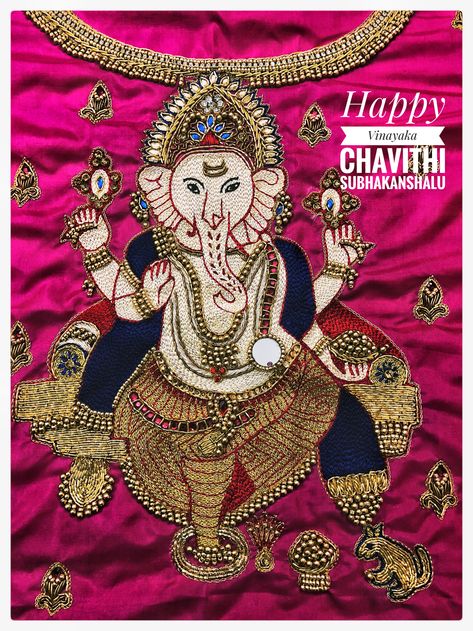 Ganpati Blouse Design, Khatli Work, Prabha Blouses, Aari Designs, Aari Blouse, Blouse Embroidery, Blouse Design Images, Embroidery On Kurtis, Heavy Work