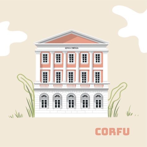 illustration of a building in Corfu Building Illustration, Travel Illustration, Corfu, Around The Worlds, Building, Travel