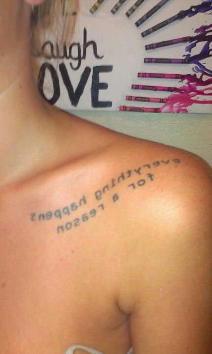 My new tattoo.. "Everything happens for a reason" mirrored. Backwards Tattoo, Mirror Tattoo, Mirror Tattoos, Mirror Words, Everything Happens For A Reason, New Tattoo, Word Tattoos, For A Reason, A Tattoo