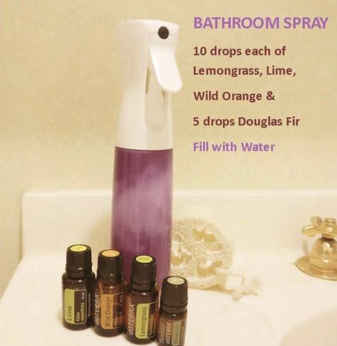 Essential Oil Spray Recipes, Terra Essential Oils, Bathroom Spray, Doterra Essential Oils Recipes, Essential Oil Spray, Essential Oils Cleaning, Oil Diffuser Recipes, Essential Oil Blends Recipes, Diy Oils