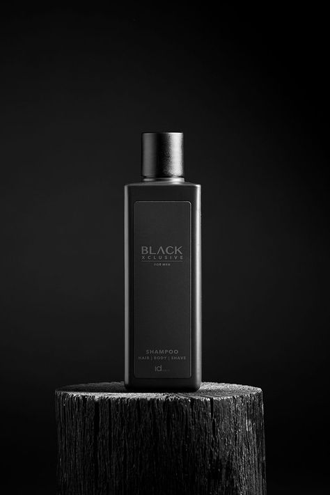 IdHAIR Black Xclusive Shampoo. Haircare product created for quality conscious men 🖤 This shampoo can be used for hair, bondy and shaving. Man Product Photography, Body Wash Packaging, Product Render, Black Shampoo, Mens Body Wash, Oak Plywood, Mens Hair Care, Beauty Products Photography, Park Avenue