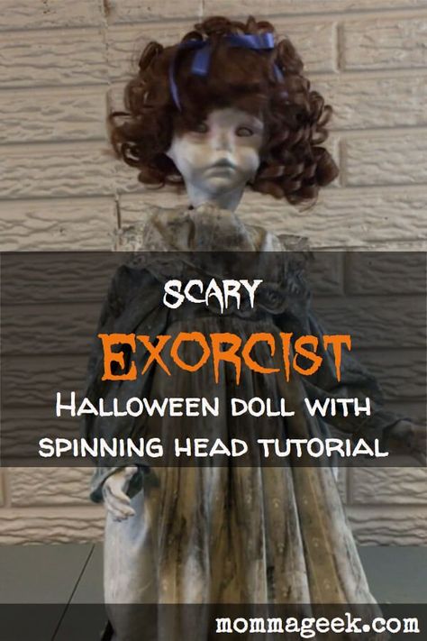 scary Creepy diy Halloween doll with spinning head. Porcelain creepy scary doll diy