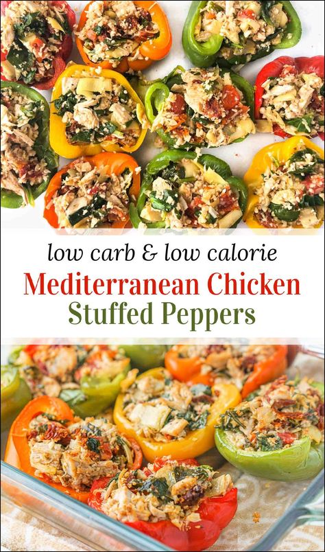 Chicken Stuffed Bell Peppers, Low Calorie Meal, Mediterranean Diet Food List, Mediterranean Recipes Healthy, Mediterranean Diet Recipes Dinners, Healthy Low Calorie, Mediterranean Diet Meal Plan, Healthy Low Calorie Meals, Easy Mediterranean Diet Recipes