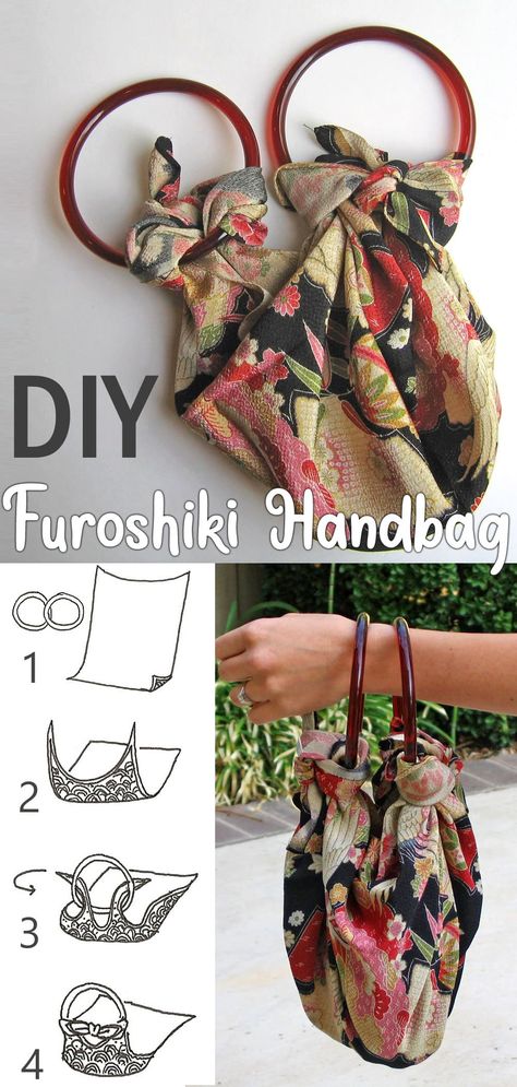 Furoshiki Bags Diy, Furoshiki Bags Tutorial, Furoshiki Wrapping Tutorials, Furoshiki Pattern, Furoshiki Bag, Cloth Gift Bags, Fire Costume, Japan Bag, Fabric Basket Tutorial