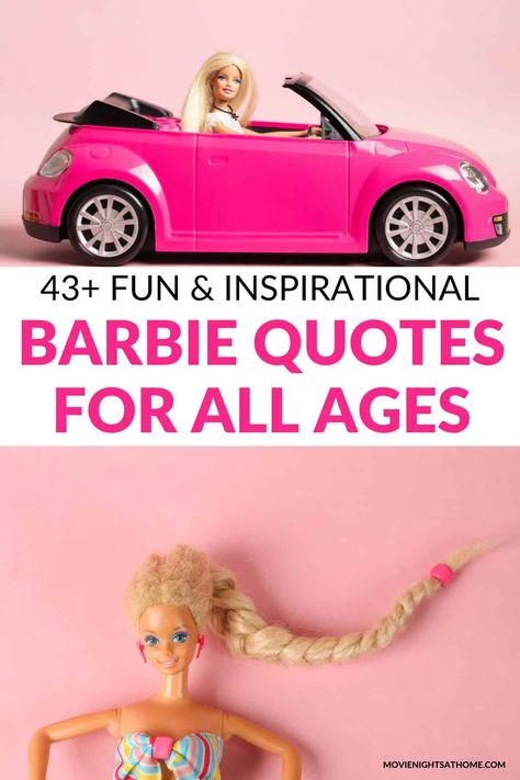 Feeling nostalgic? Get ready to be inspired, enlightened, and entertained as you scroll through these powerful Barbie Quotes for Instagram. #barbie #barbiemovie Barbie Quotes, Feeling Nostalgic, Movie Night Party, Cute Instagram Captions, Quotes For Instagram, Blockbuster Movies, Pajamas Comfy, Bar Set Up, Barbie Princess