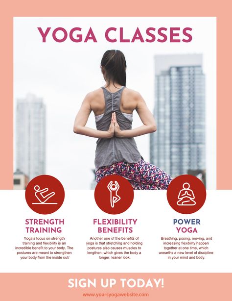 Carteles Creativos, Tipos Carteles, Ejemplos Carteles - Yoga Class Poster Template Examples // Elevate Your Poster Design To The Next Plane With This Yoga Class Poster Template. Yoga Class Poster, Yoga Poster Design, Class Poster Design, Yoga Class Plan, Yoga Flyer, Event Poster Template, Fitness Event, Class Poster, Flyers Design