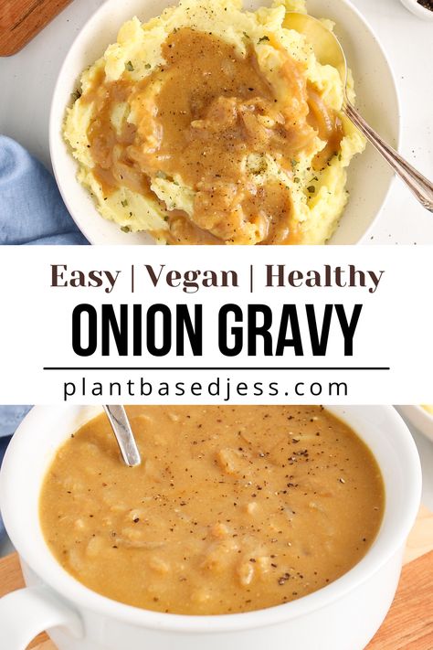 View on a bowl of mashed potatoes with vegan gravy sauce. Brown Onion Gravy, Gravy Vegan, Lentil Meatloaf, Plant Recipes, Vegan Sauce Recipes, Vegan Sauce, Recipes Veg, Over Mashed Potatoes, Vegan Gravy