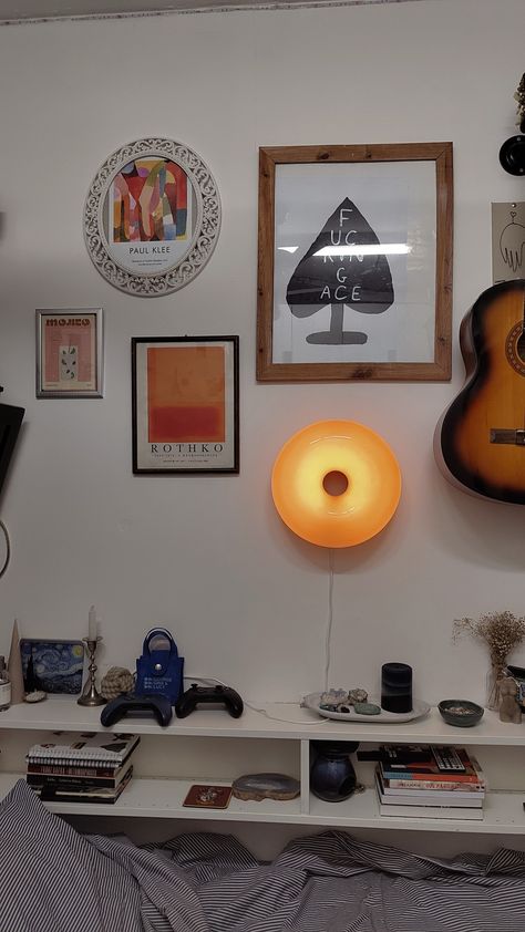 Ikea Donut Lamp Aesthetic, Varmblixt Donut Lamp, Orange Lighting Room, Ikea Orange Lamp, Ikea Donut Lamp, Ikea Varmblixt, Orange Room Aesthetic, Donut Lamp, Sunset Room