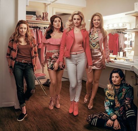 Broadway’s “Mean Girls” cast, from left: Erika Henningsen, Ashley Park, Taylor Louderman, Kate Rockwell, and Barrett Wilbert Weed reinvent the iconic movie. Photographed by Annie Leibovitz for Vogue, March 2018. Annie Lebowitz, Taylor Louderman, Mean Girls Broadway, Erika Henningsen, Barrett Wilbert, Ashley Park, Musical Theatre Broadway, Watch The World Burn, Annie Leibovitz