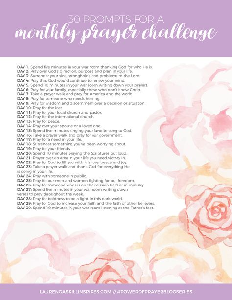 30 Prayer Prompts + A Monthly Prayer Challenge Spiritual Writing, Ways To Pray, Prayer Challenge, Prayer Prompts, Pray More, Spiritual Reality, Scripture Writing Plans, Prayer Journaling, Printable Prayers