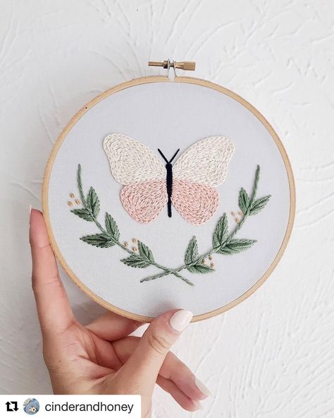 Butterfly Embroidery Pattern, Stitch Guide, Pola Sulam, Thank You Letter, Learn Embroidery, Butterfly Embroidery, Embroidery Flowers Pattern, Hand Embroidery Pattern, Sewing Embroidery Designs